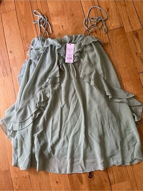 wild fable Sage Green Ruffle Skater Skirt